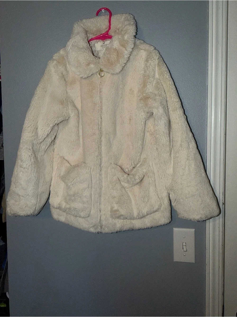 H&M Cream Faux Fur Kids Puffer Jacket